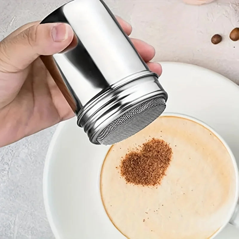 A Stainless Steel Powder Icing Sugar Can,Fine Mesh,with Cover,For Soda、Cocoa powder、Corn starch、Coffee、Flour