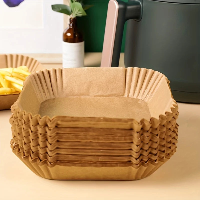 50Pcs/100 Pcs Disposable Air Fryer Paper, Baking Paper Bowl, Oven Paper Liner/Oil-Proof Non-Stick, Heat Resistant
