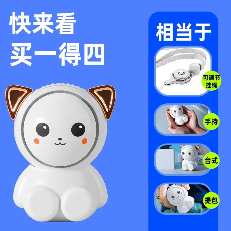 High Quality Mini Hanging Neck Fan Pocket Small Cute Fan for Studet Child Creative Electric USB Rechargeable Handheld Fan
