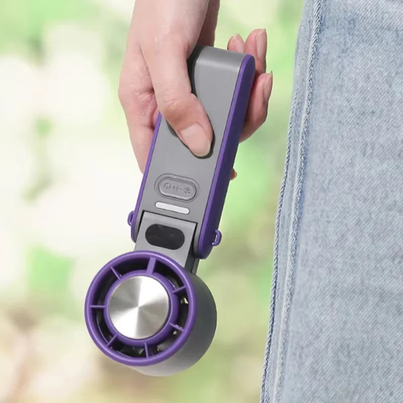 3600mAh Rechargeable Electric Handheld Fan 100 Speeds Adjustable Portable Outdoor Foldable Mini Air Cooling Turbo Fan w/ Lanyard