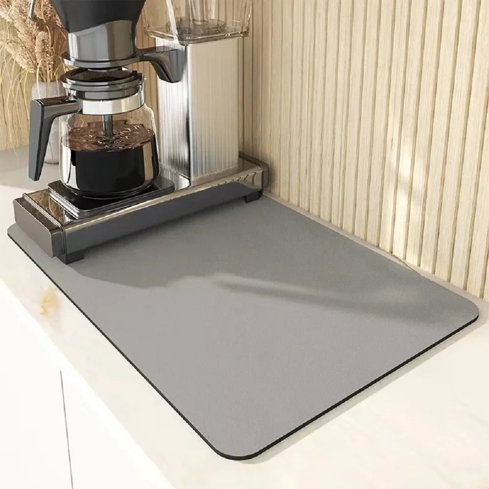 Coffee Machine Mat Kitchen Drain Mat Utensil Drying Mat Quick Drying Diatomaceous Earth Absorbent Placemat
