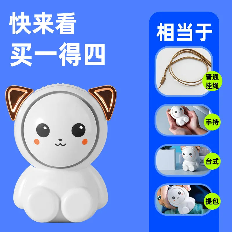 High Quality Mini Hanging Neck Fan Pocket Small Cute Fan for Studet Child Creative Electric USB Rechargeable Handheld Fan
