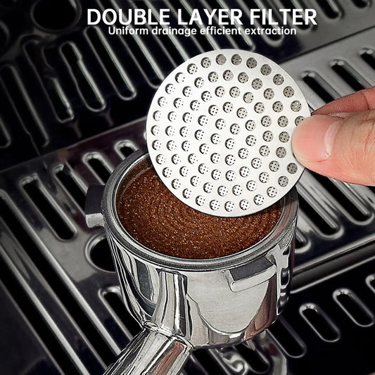 51/53/58mm Coffee Puck Screen 304 Stainless Steel Double Layer Fine Filter Screen for Portafter Basketball Espresso Accessories