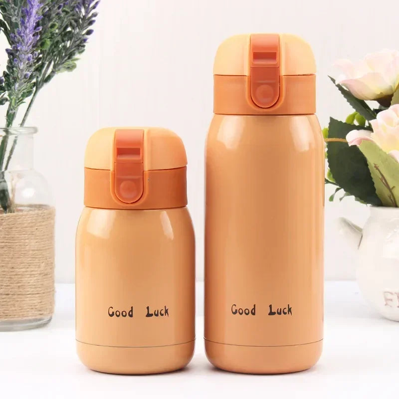 200/350ml Cute Mini Thermos Cup Stainless Steel Thermal Coffee Mug Portable Vacuum Flask Insulated Water Bottle with Button Lid