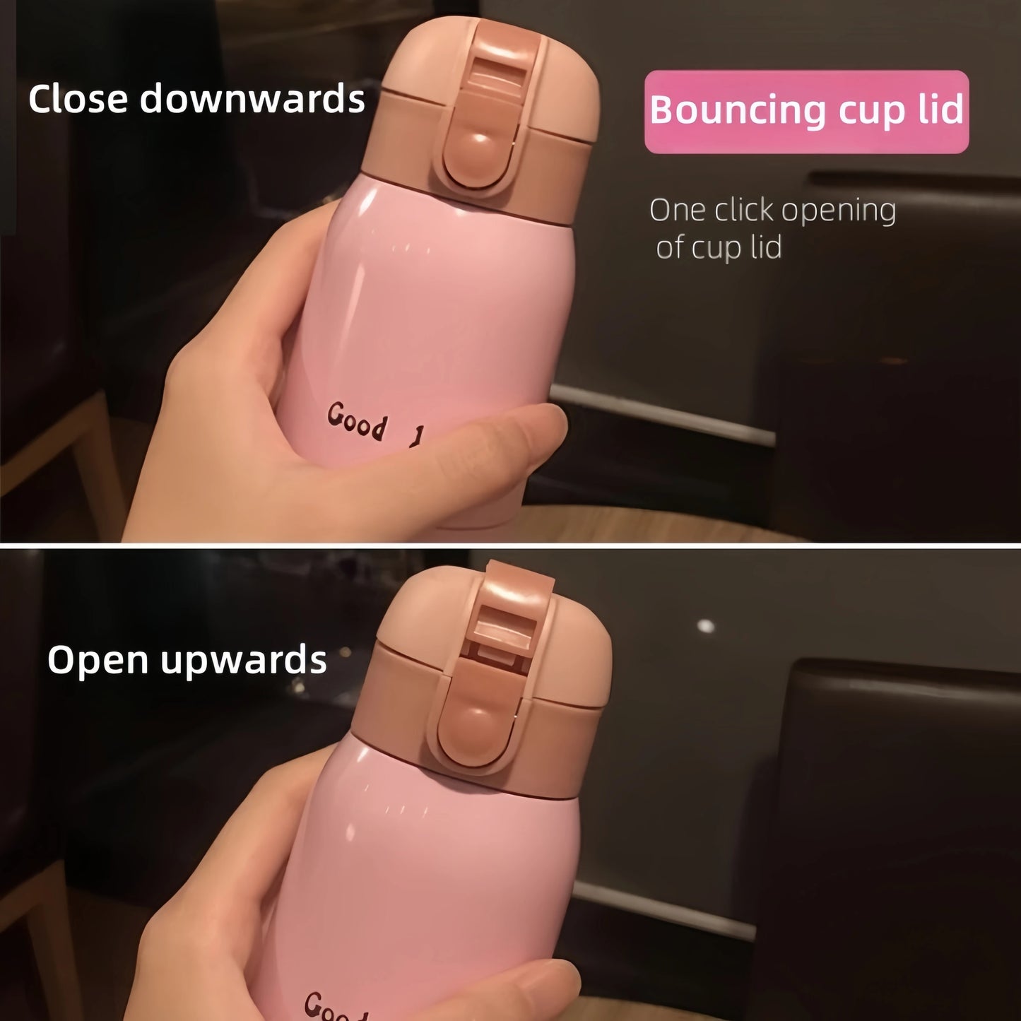 200/350ml Cute Mini Thermos Cup Stainless Steel Thermal Coffee Mug Portable Vacuum Flask Insulated Water Bottle with Button Lid