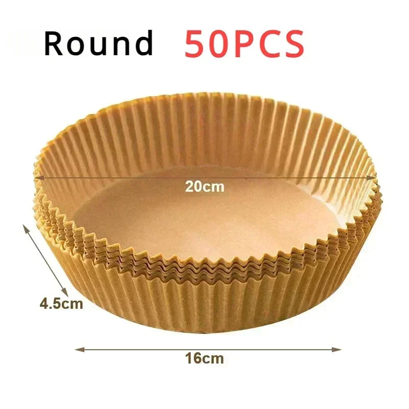50Pcs/100 Pcs Disposable Air Fryer Paper, Baking Paper Bowl, Oven Paper Liner/Oil-Proof Non-Stick, Heat Resistant