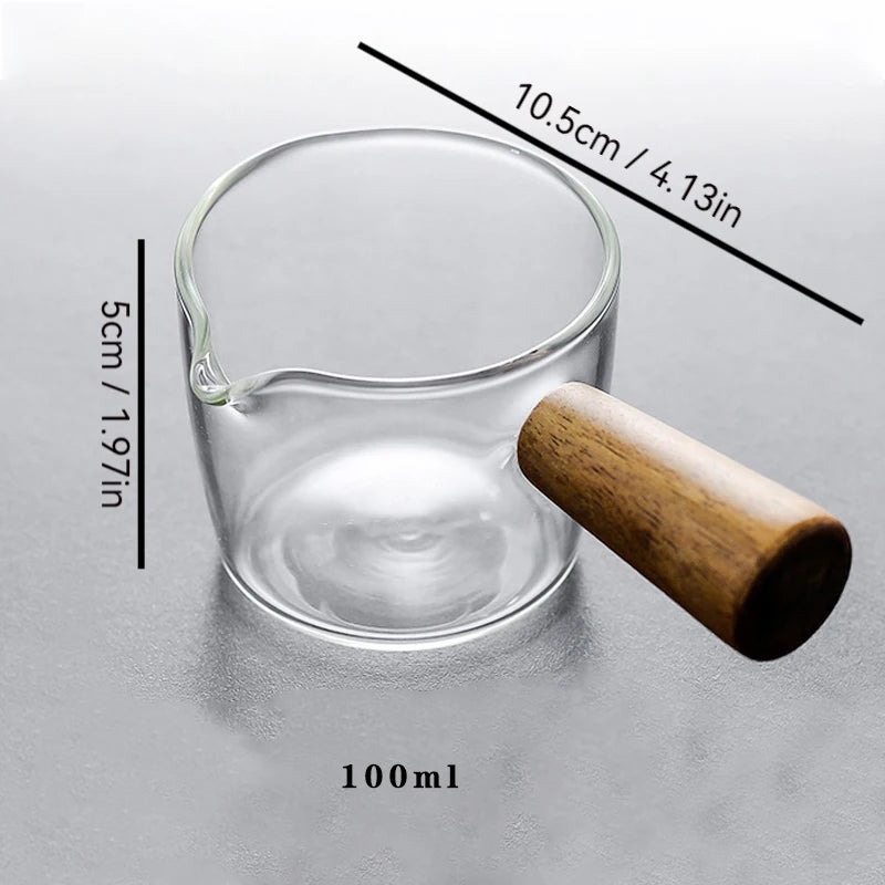 [Hot Sales] 75ml Glass Espresso Measuring Cup Double/Single Mouth Glass Milk Jug with Handle Glass Scale Measuring Mugs