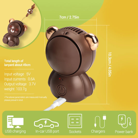 High Quality Mini Hanging Neck Fan Pocket Small Cute Fan for Studet Child Creative Electric USB Rechargeable Handheld Fan