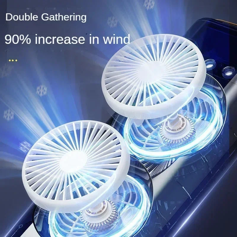 Electric Fan with Spray Cooling, Portable Air Conditioner Fan for Home/Desktop, 3-Hole Mist Fan  LED Light, Dual Blades Mini Fan
