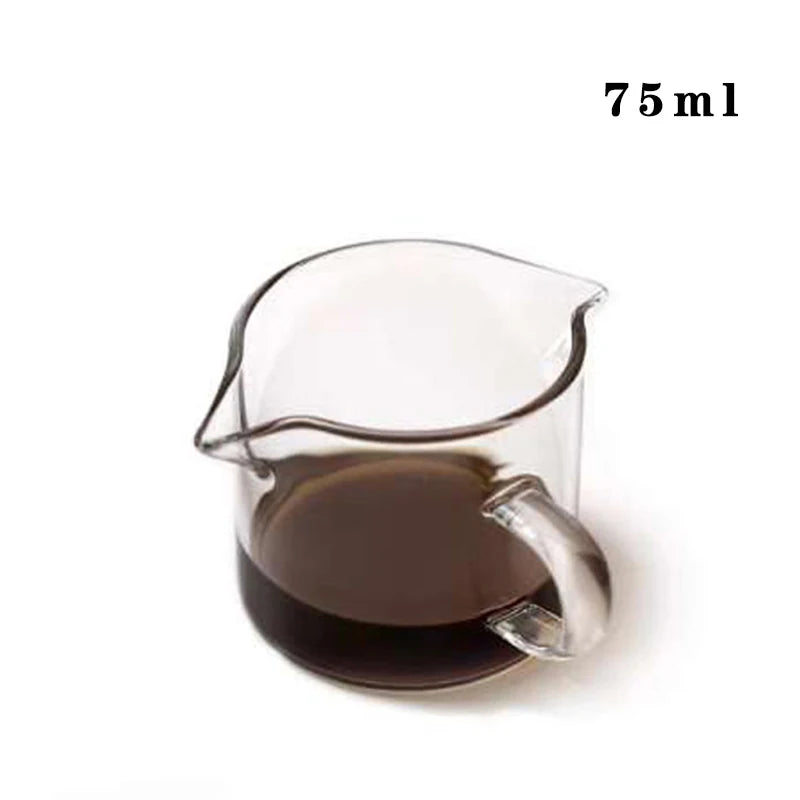 [Hot Sales] 75ml Glass Espresso Measuring Cup Double/Single Mouth Glass Milk Jug with Handle Glass Scale Measuring Mugs