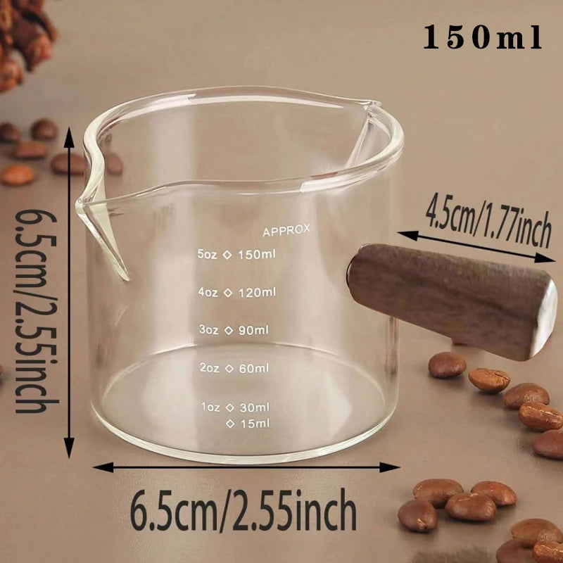 [Hot Sales] 75ml Glass Espresso Measuring Cup Double/Single Mouth Glass Milk Jug with Handle Glass Scale Measuring Mugs