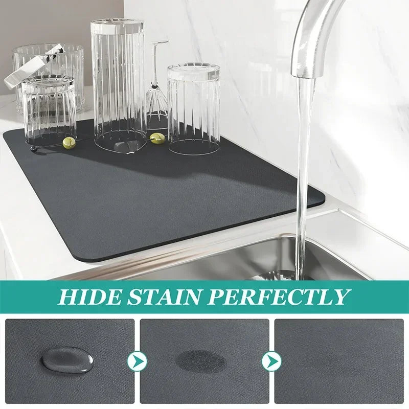 Coffee Machine Mat Kitchen Drain Mat Utensil Drying Mat Quick Drying Diatomaceous Earth Absorbent Placemat
