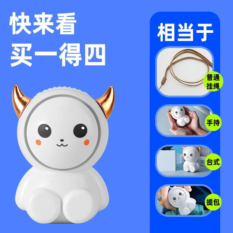 High Quality Mini Hanging Neck Fan Pocket Small Cute Fan for Studet Child Creative Electric USB Rechargeable Handheld Fan