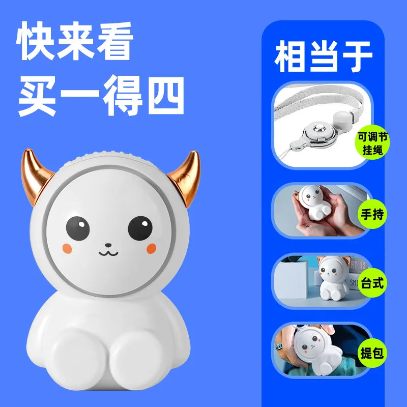High Quality Mini Hanging Neck Fan Pocket Small Cute Fan for Studet Child Creative Electric USB Rechargeable Handheld Fan