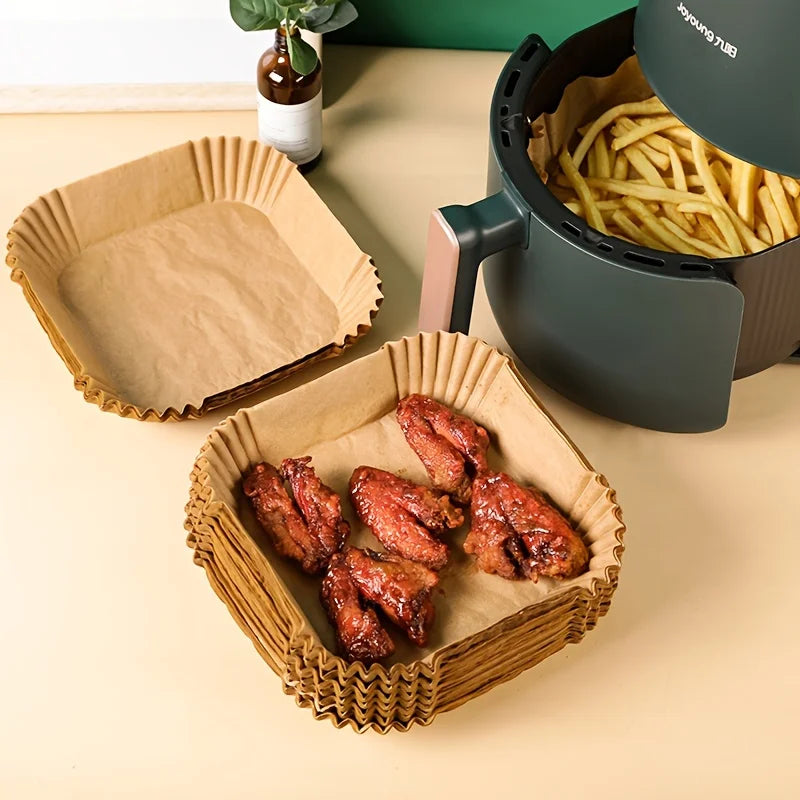 50Pcs/100 Pcs Disposable Air Fryer Paper, Baking Paper Bowl, Oven Paper Liner/Oil-Proof Non-Stick, Heat Resistant