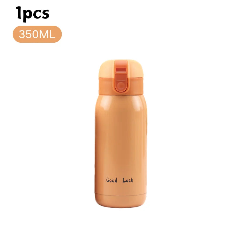 200/350ml Cute Mini Thermos Cup Stainless Steel Thermal Coffee Mug Portable Vacuum Flask Insulated Water Bottle with Button Lid